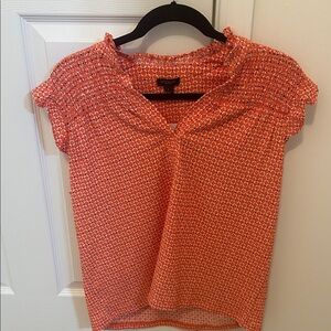 Ann Taylor Factory Vibrant Orange Patterned Blouse